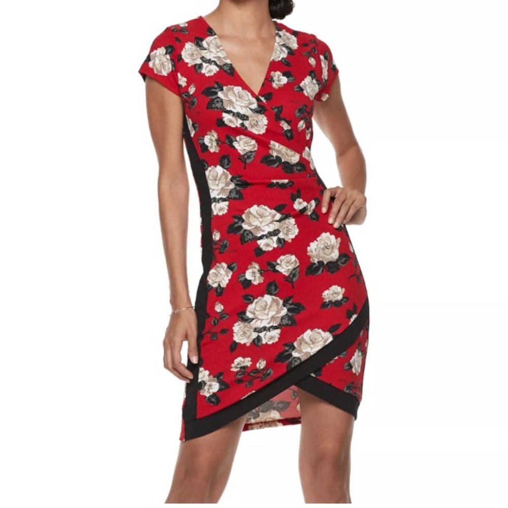 Red Floral Bodycon Dress
